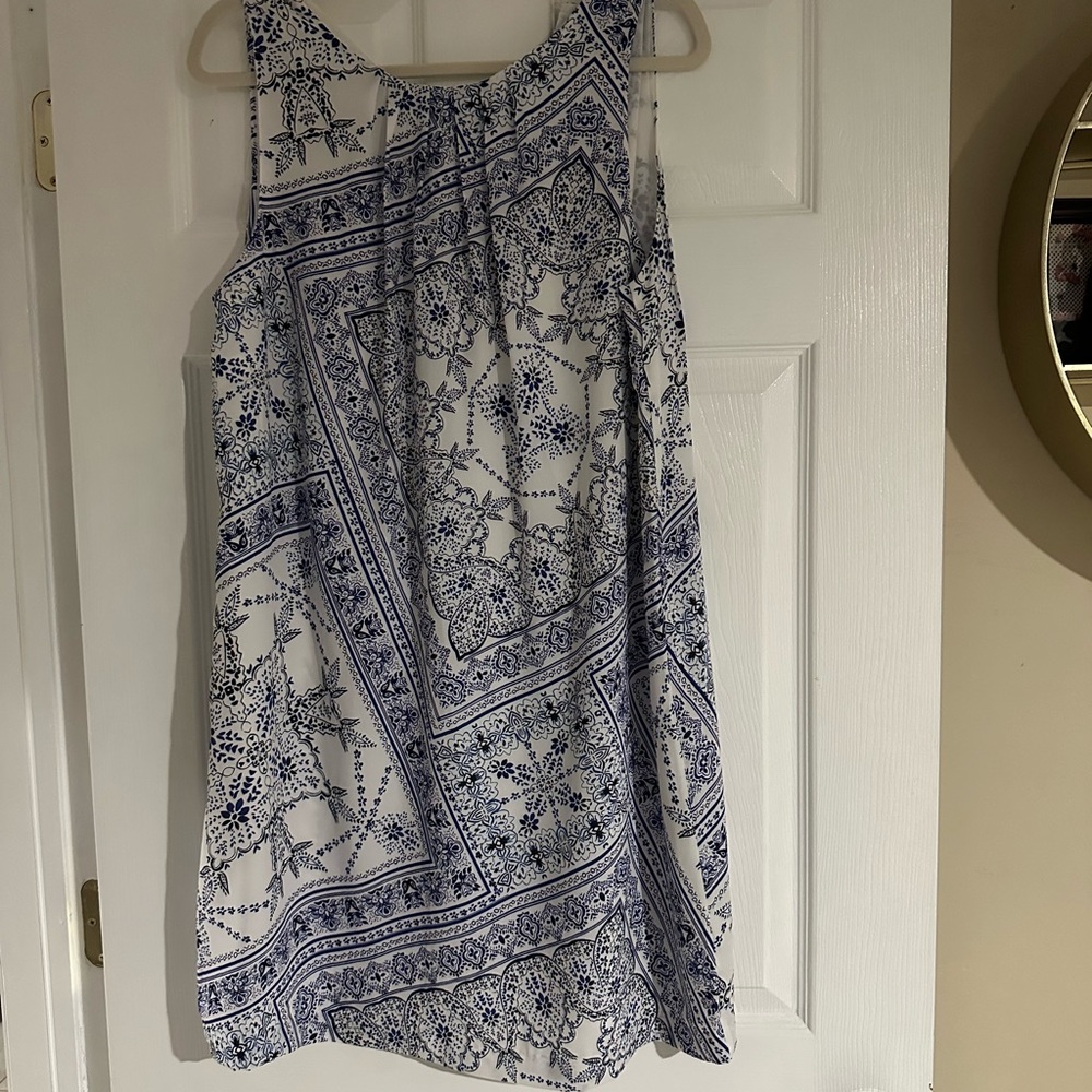 H&M Blue and White Patterned Mini Dress